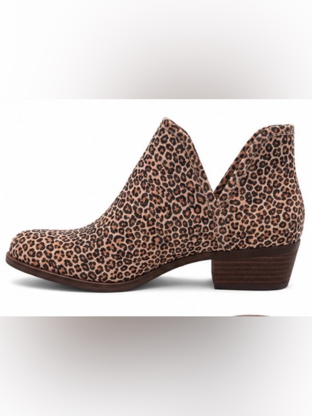 Lucky Brand Leopard Print Leather Cutout Ankle Booties Women’s 7.5M